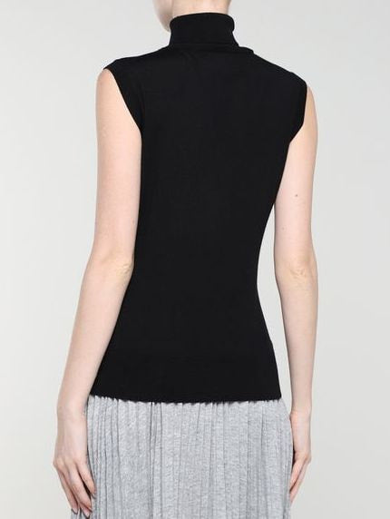 Black Lace-Trim Sleeveless High-Neck Sweater - Sweaters & Knitwear