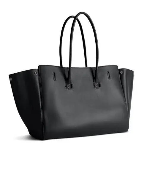 Black Large Carry-All Travel Tote with Silver-Tone Hardware - Handbags