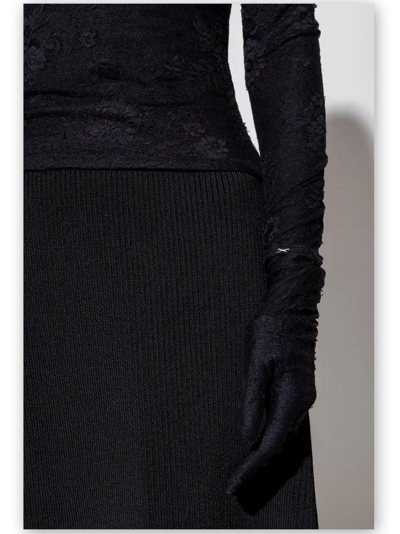 Black Mock-Neck Lace Lingerie Top - Tops