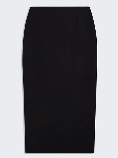 Black Pencil Skirt with Gold Buttons - Skirts