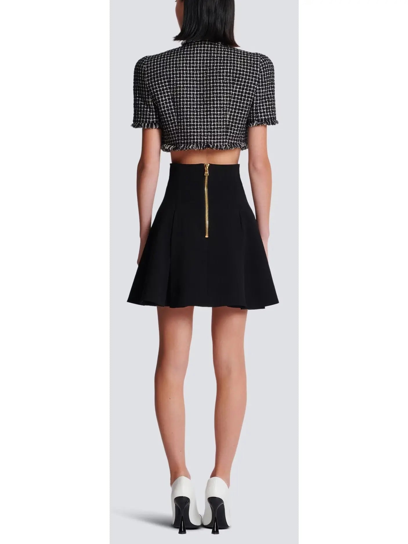 Black Pleated Crepe Tulip Skirt - Skirts