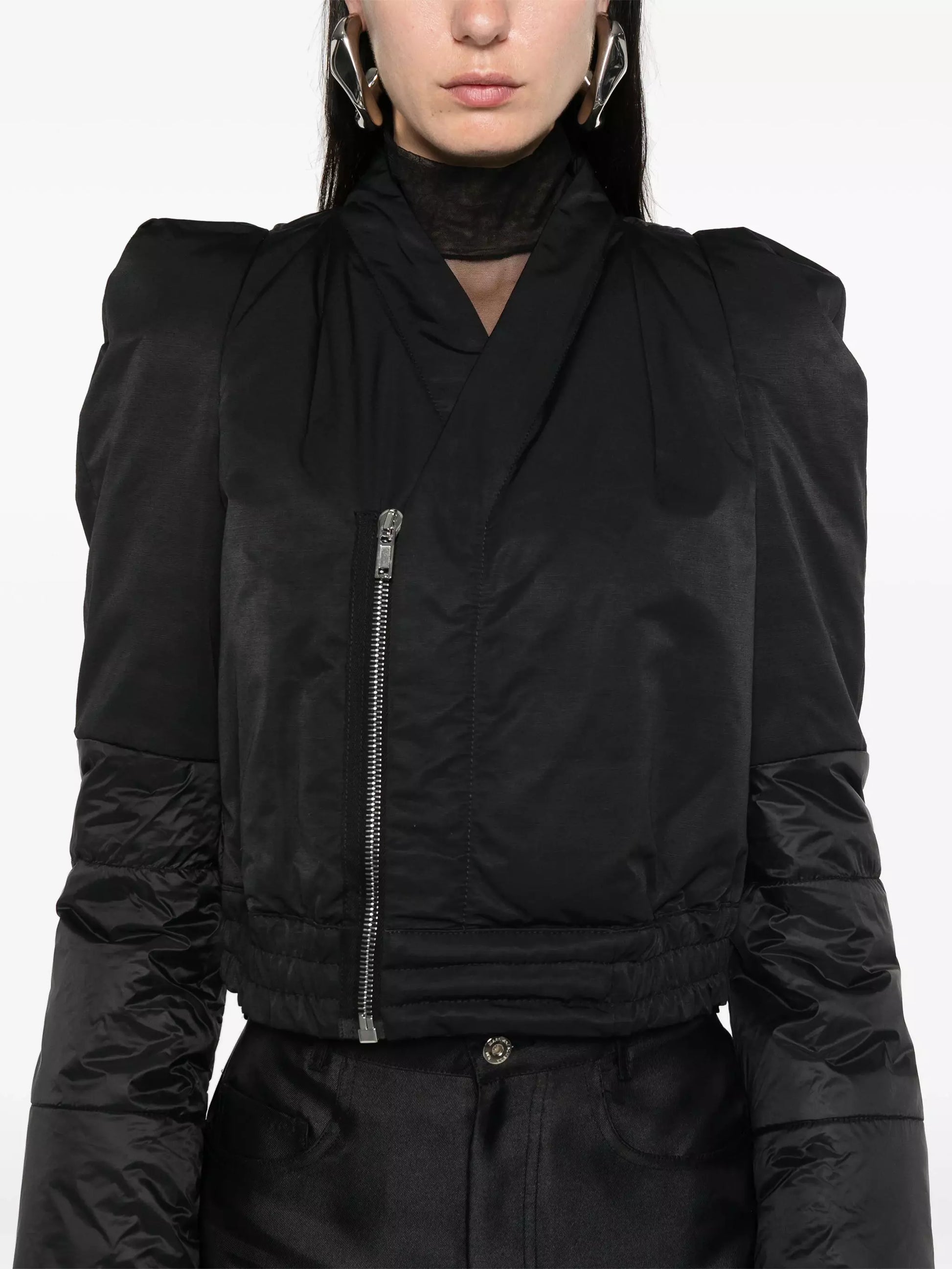 Black Sculptured Padded Bomber Jacket - Jackets