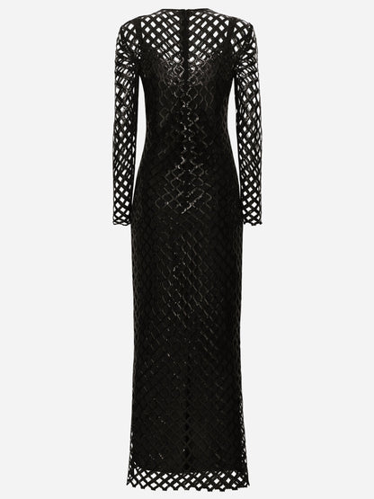 Black Sequin Embroidered Net Dress - Dresses