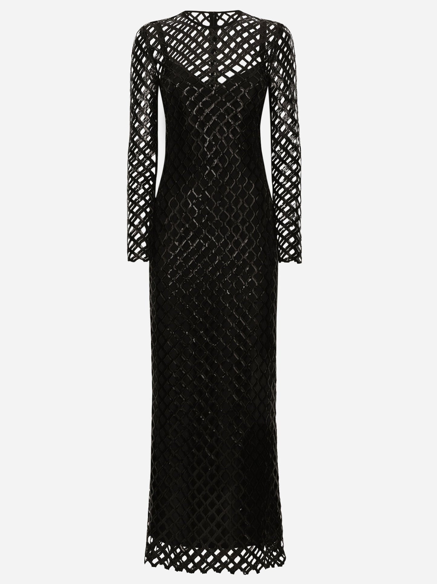 Black Sequin Embroidered Net Dress - Dresses