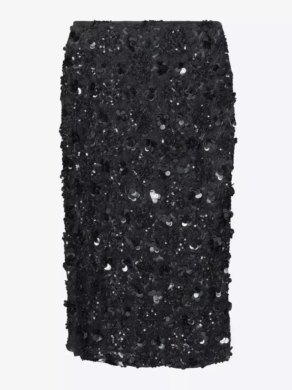 Black Sequined Sleeveless Bralette Top and Skirt Set - Suits & Sets