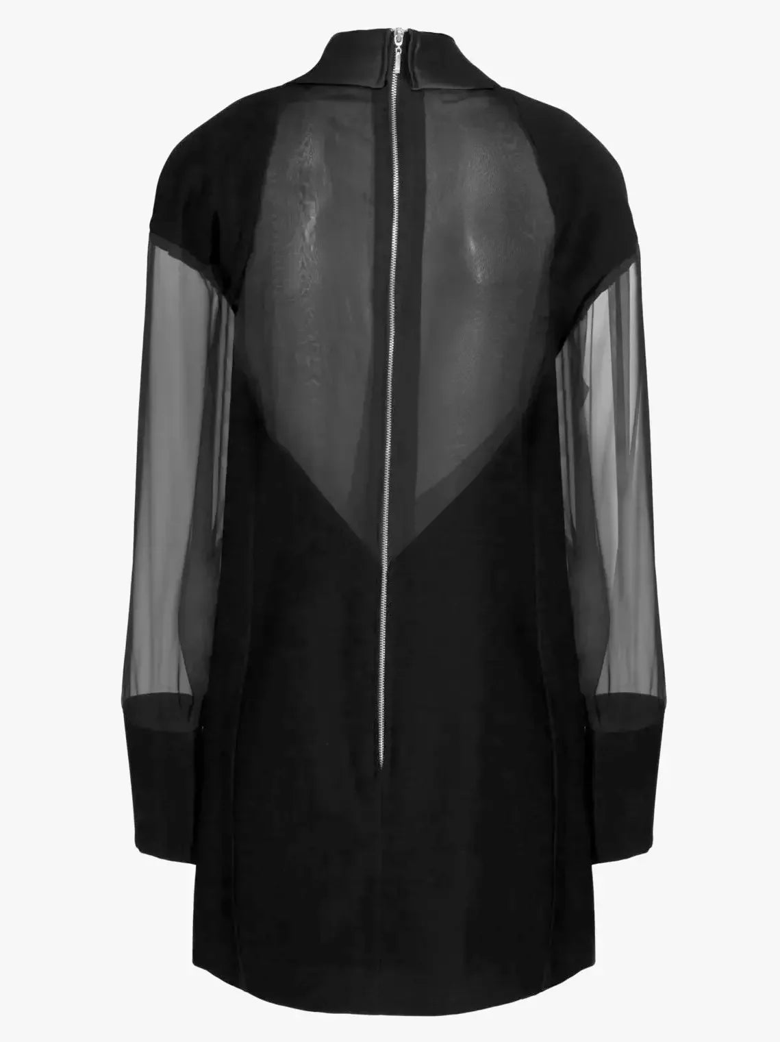 Black Sheer-Paneled Oversize Blazer Dress - Dresses