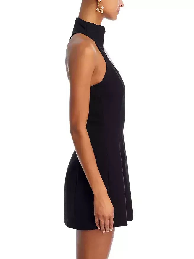Black Sleeveless Mini Dress with Square Collar - Dresses