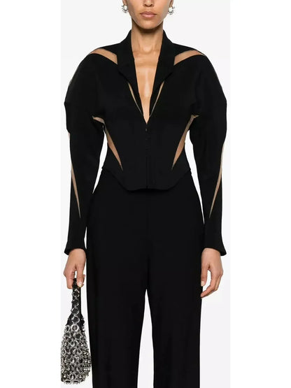 Black Spiral Illusion Corset Jacket - Jackets