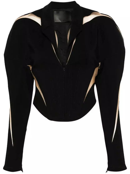 Black Spiral Illusion Corset Jacket - Jackets