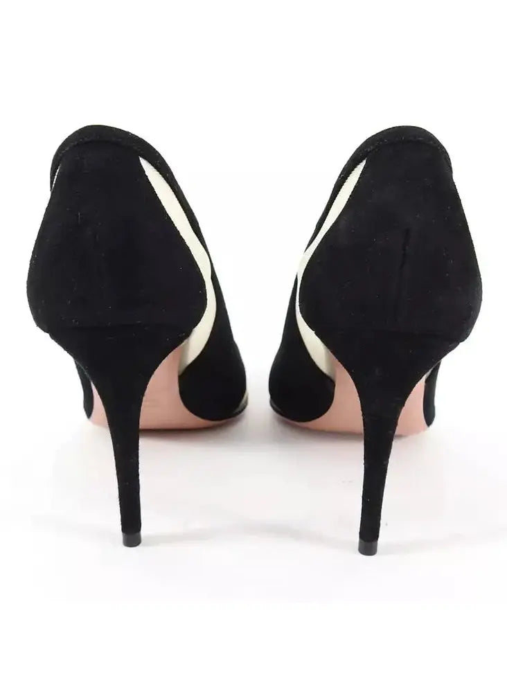 Black Suede and Mesh Pumps - Footwear