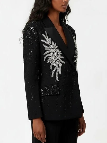 Black Tailored Embellished Blazer - Jackets