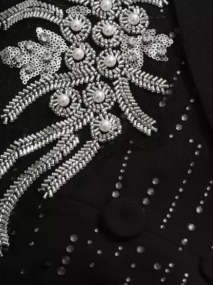 Black Tailored Embellished Blazer - Jackets