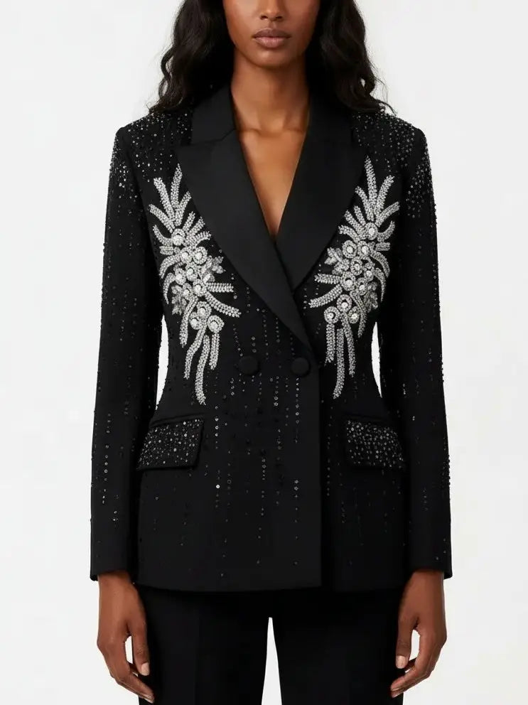 Black Tailored Embellished Blazer - S - Jackets