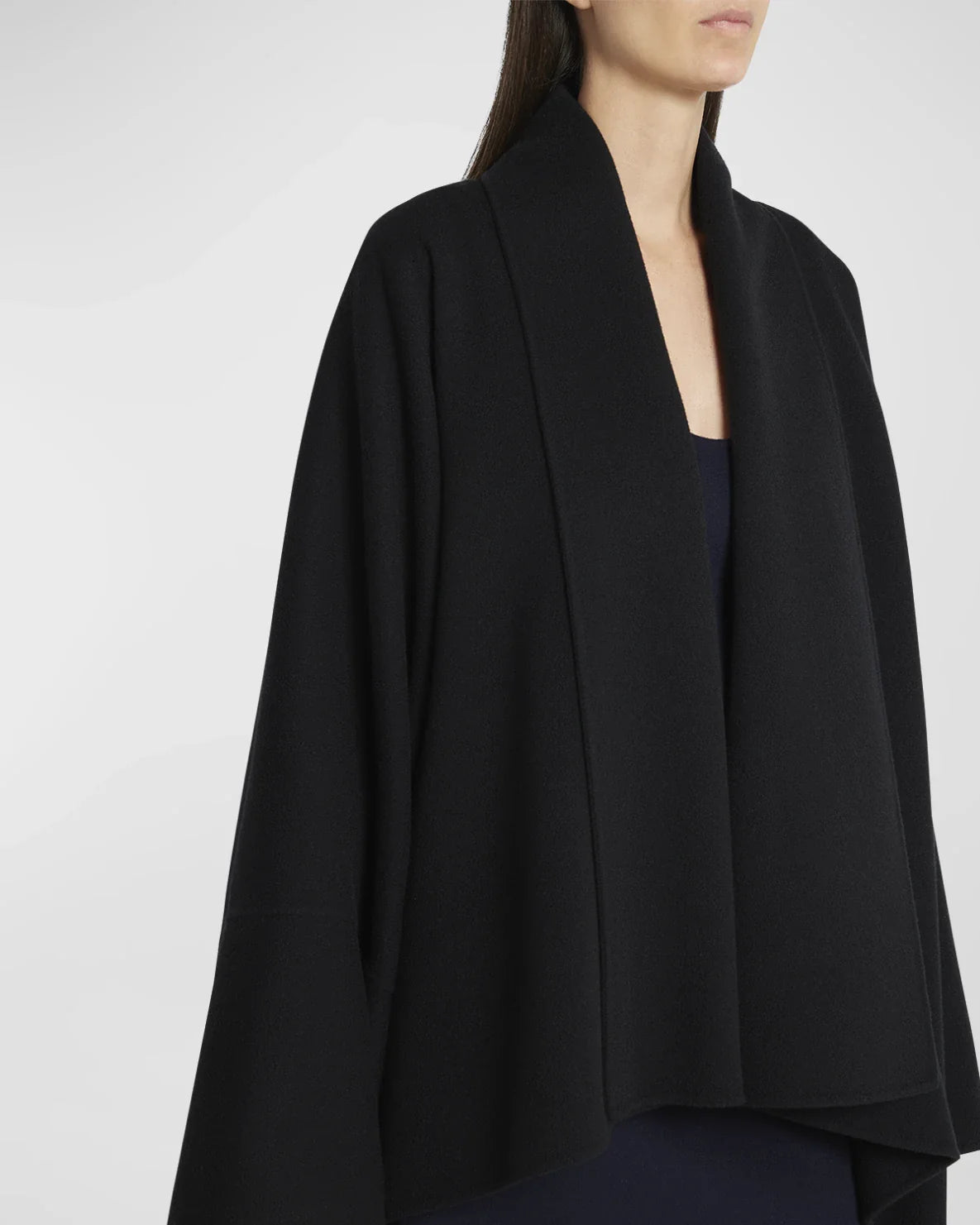 Black Wool Open Shawl Cardigan Jacket - One size - Jackets