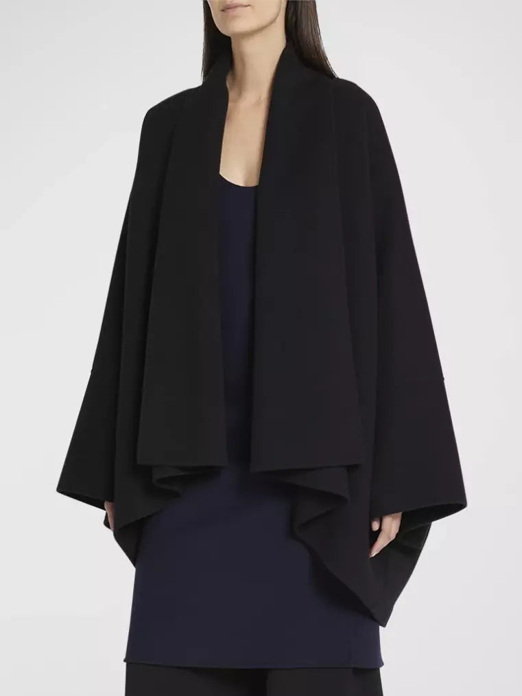 Black Wool Open Shawl Cardigan Jacket - One size - Jackets