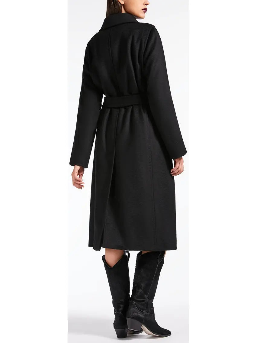 Black Wrap Wool and Cashmere Icon Coat - Coats