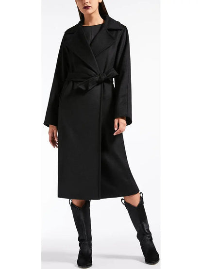 Black Wrap Wool and Cashmere Icon Coat - small - Coats