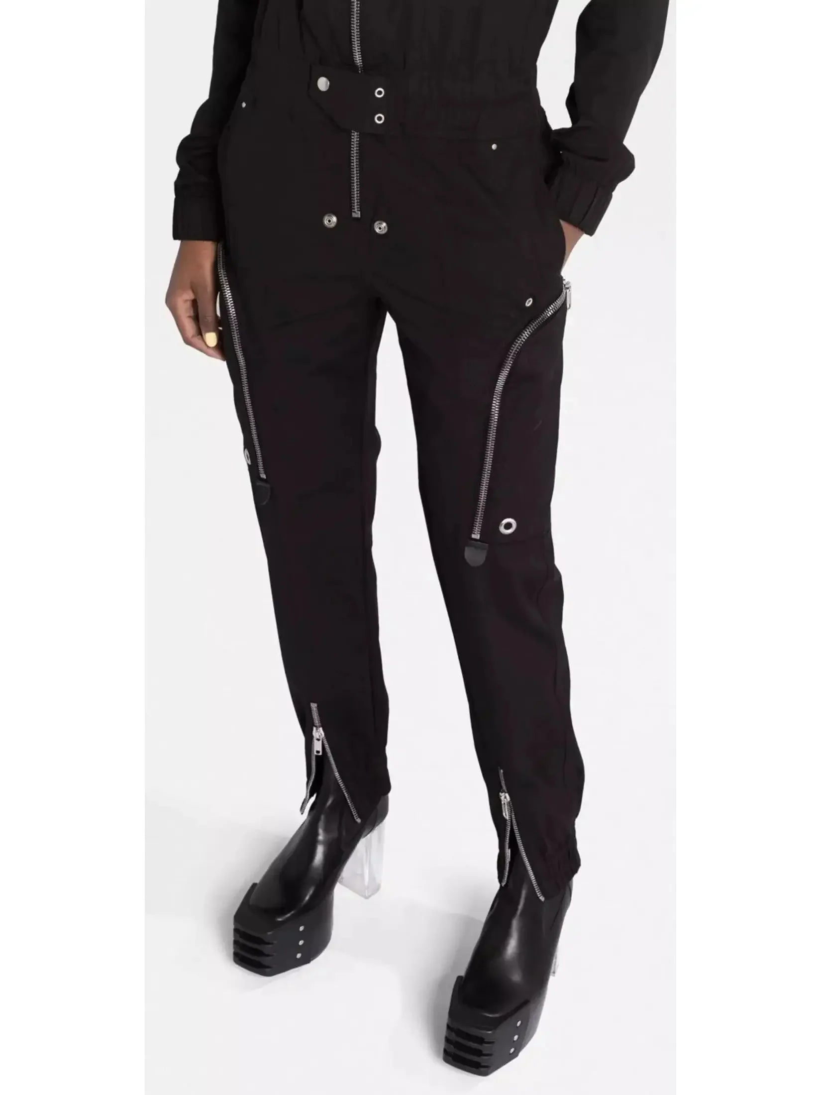 Black Zip-Up Cotton Jumpsuit - Suits & Sets