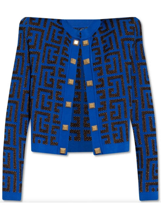 Blue and Black Monogram Cardigan - Sweaters & Knitwear