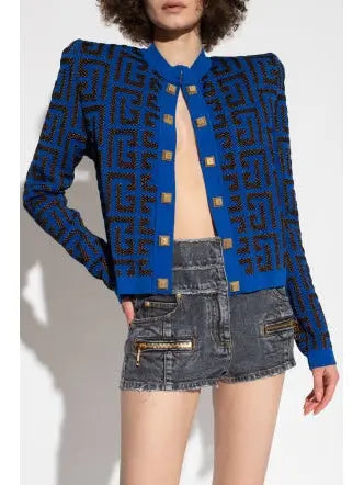 Blue and Black Monogram Cardigan - Sweaters & Knitwear