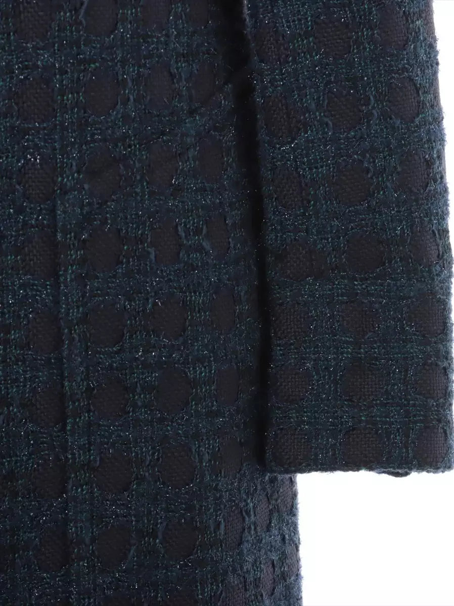 Blue and Navy Tweed Acrylic Coat - Coats