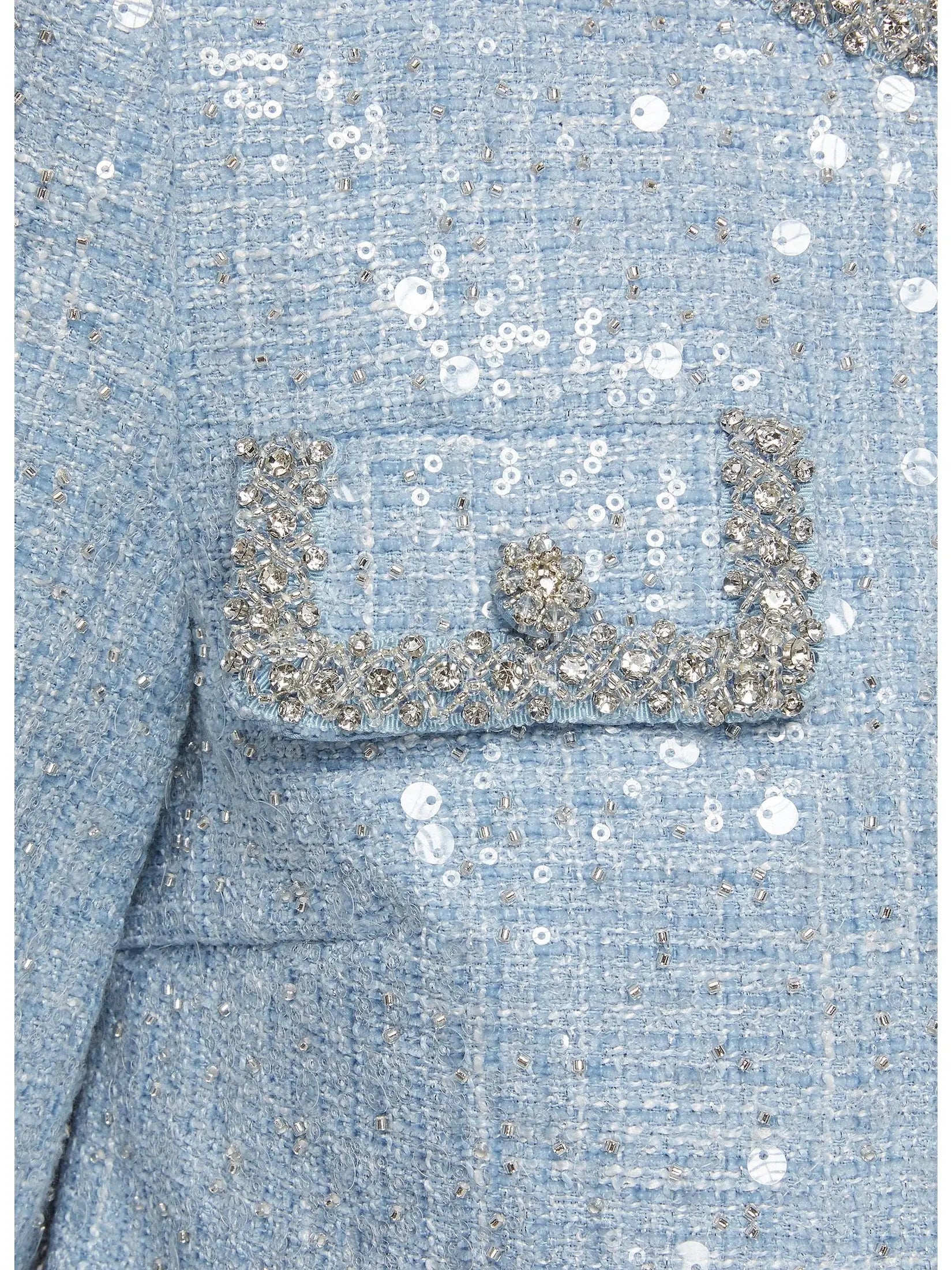 Blue Sequin Boucle Jacket and Skirt Set - Suits & Sets