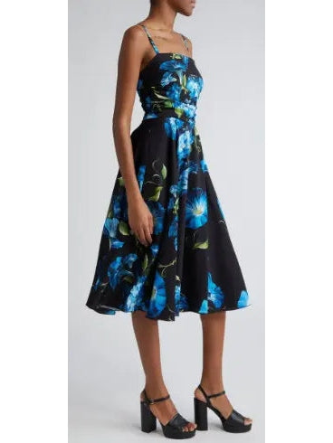 Bluebell Floral Print Strapless Charmeuse Dress - Dresses