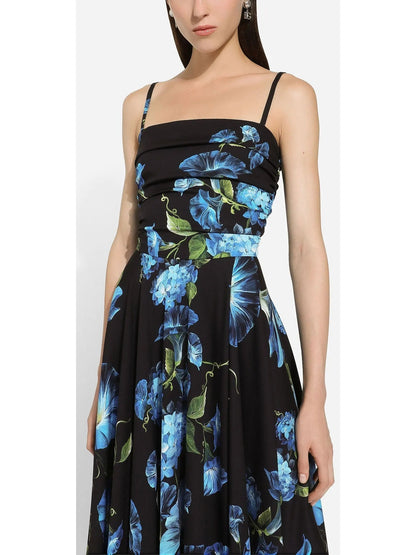 Bluebell Floral Print Strapless Charmeuse Dress - Dresses