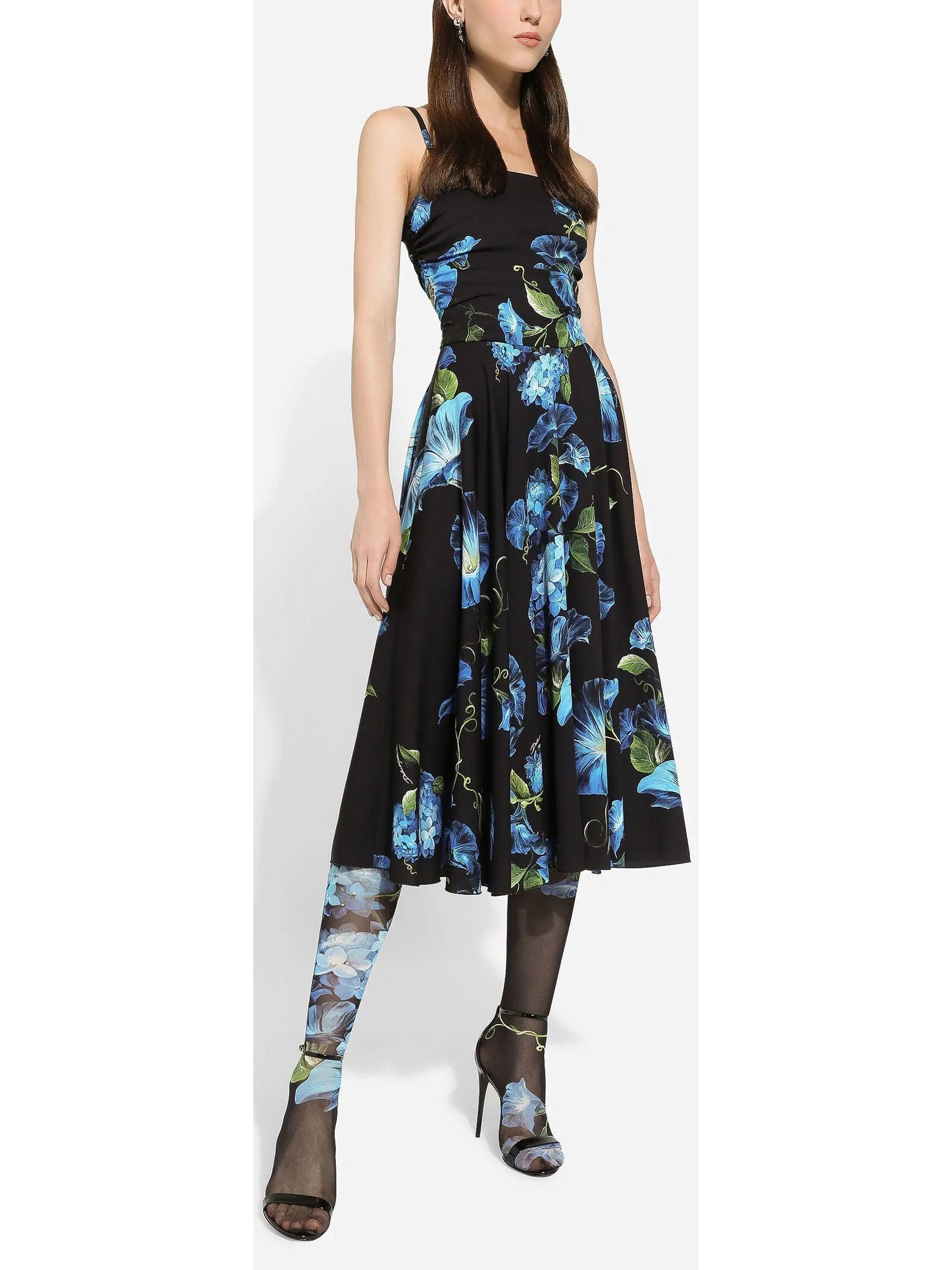 Bluebell Floral Print Strapless Charmeuse Dress - Dresses