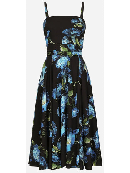 Bluebell Floral Print Strapless Charmeuse Dress - Dresses