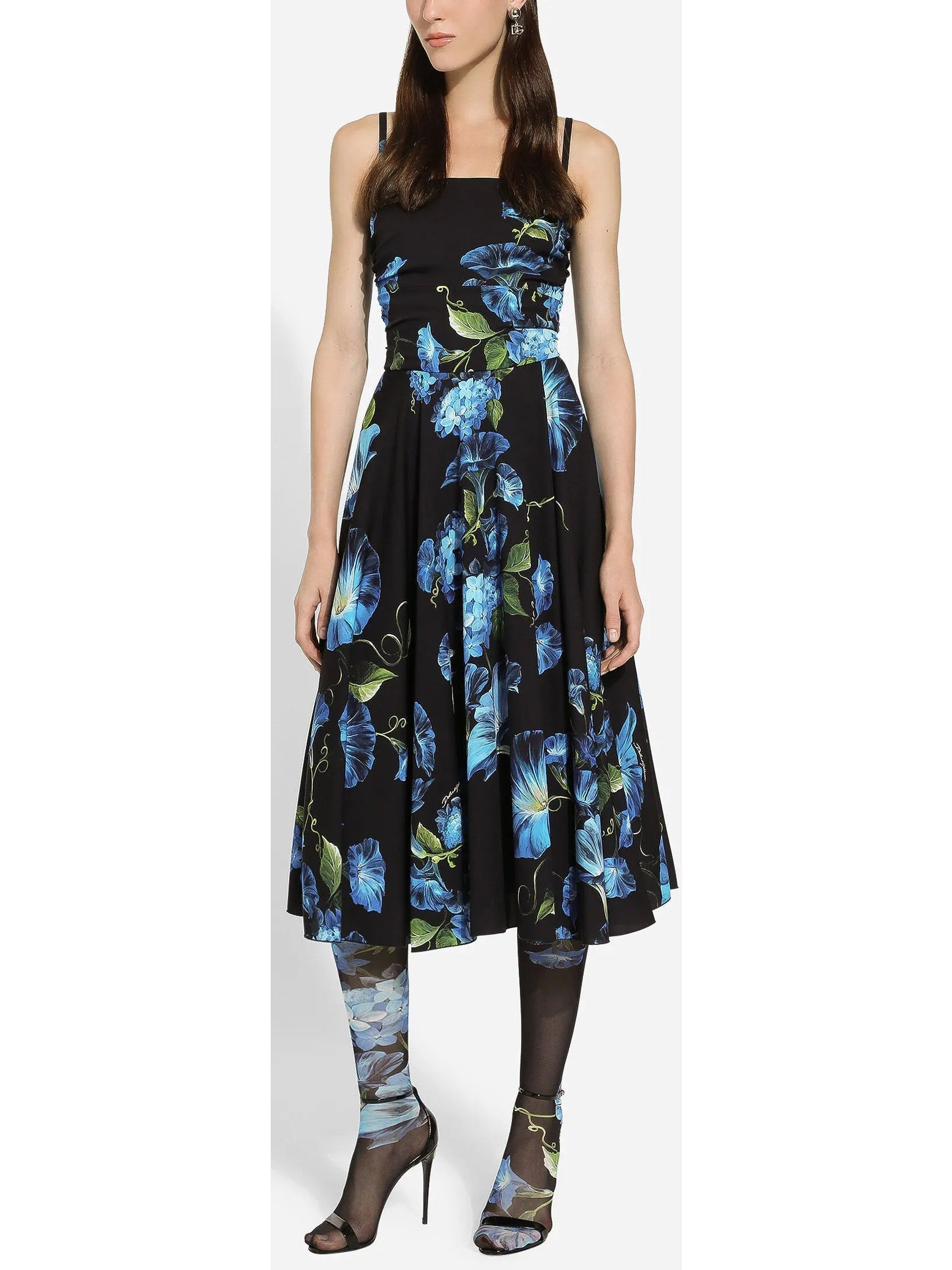 Bluebell Floral Print Strapless Charmeuse Dress - Dresses