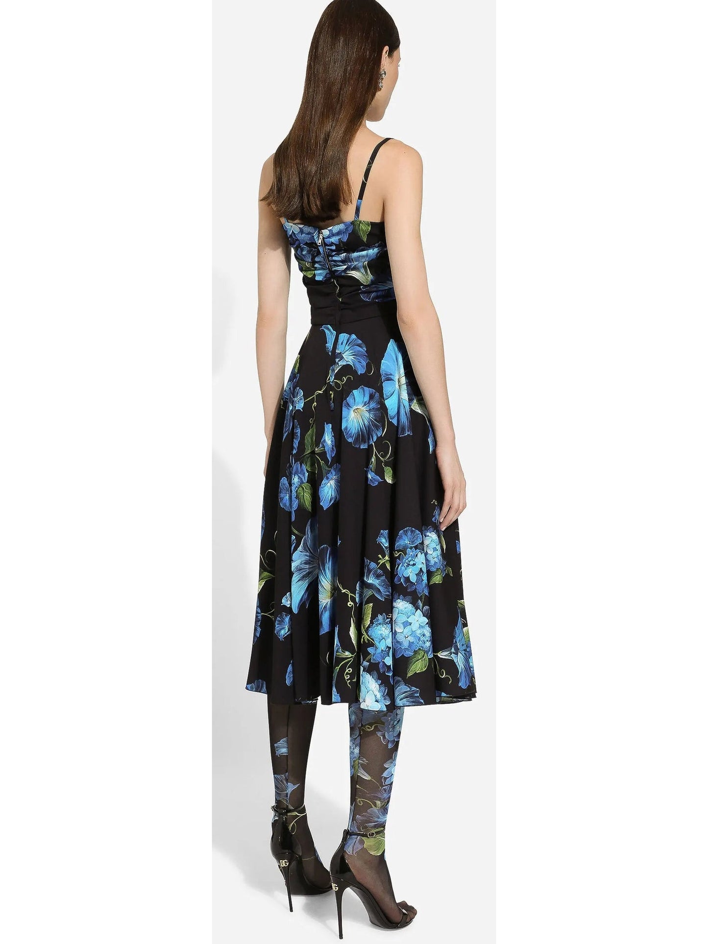 Bluebell Floral Print Strapless Charmeuse Dress - Dresses