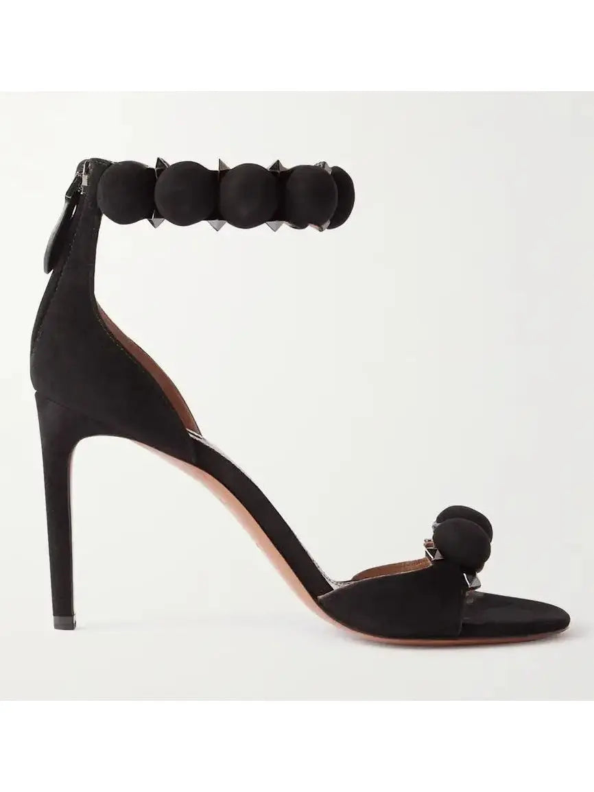 Bobble High-Heel Sandals in Black - Footwear