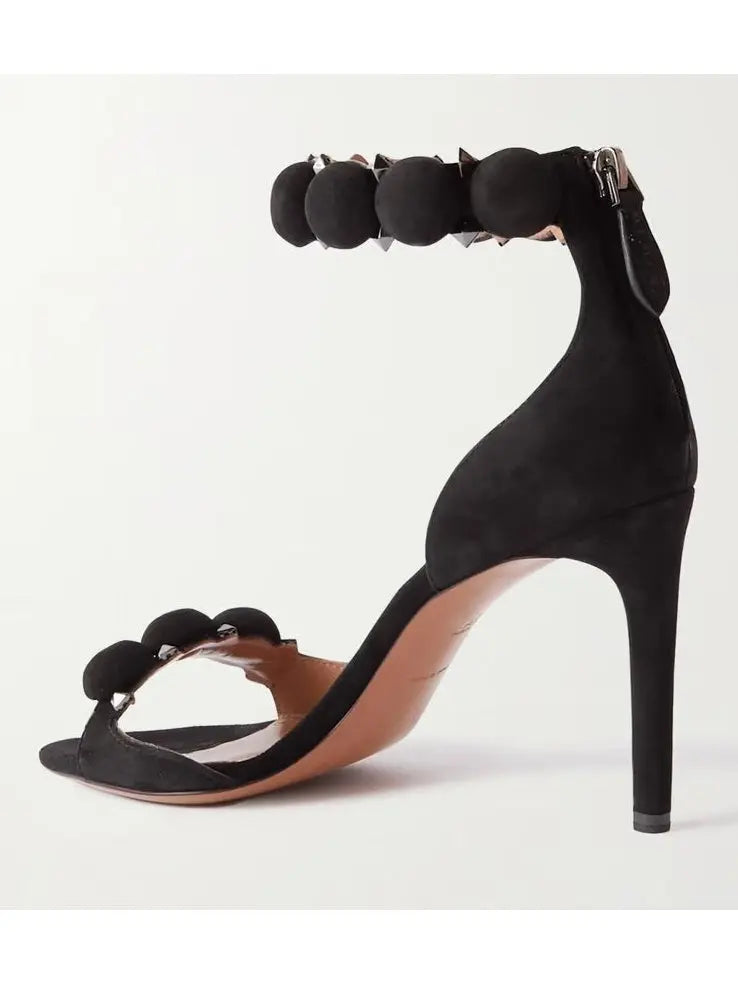 Bobble High-Heel Sandals in Black - Footwear