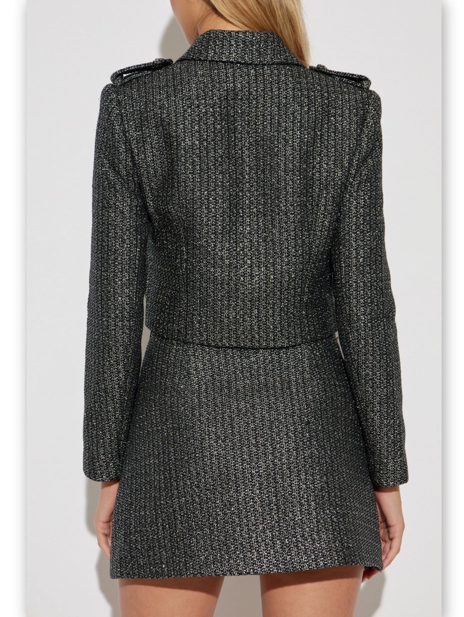 Boucle Tween Metallic Short Jacket and Skirt Set - Suits & Sets