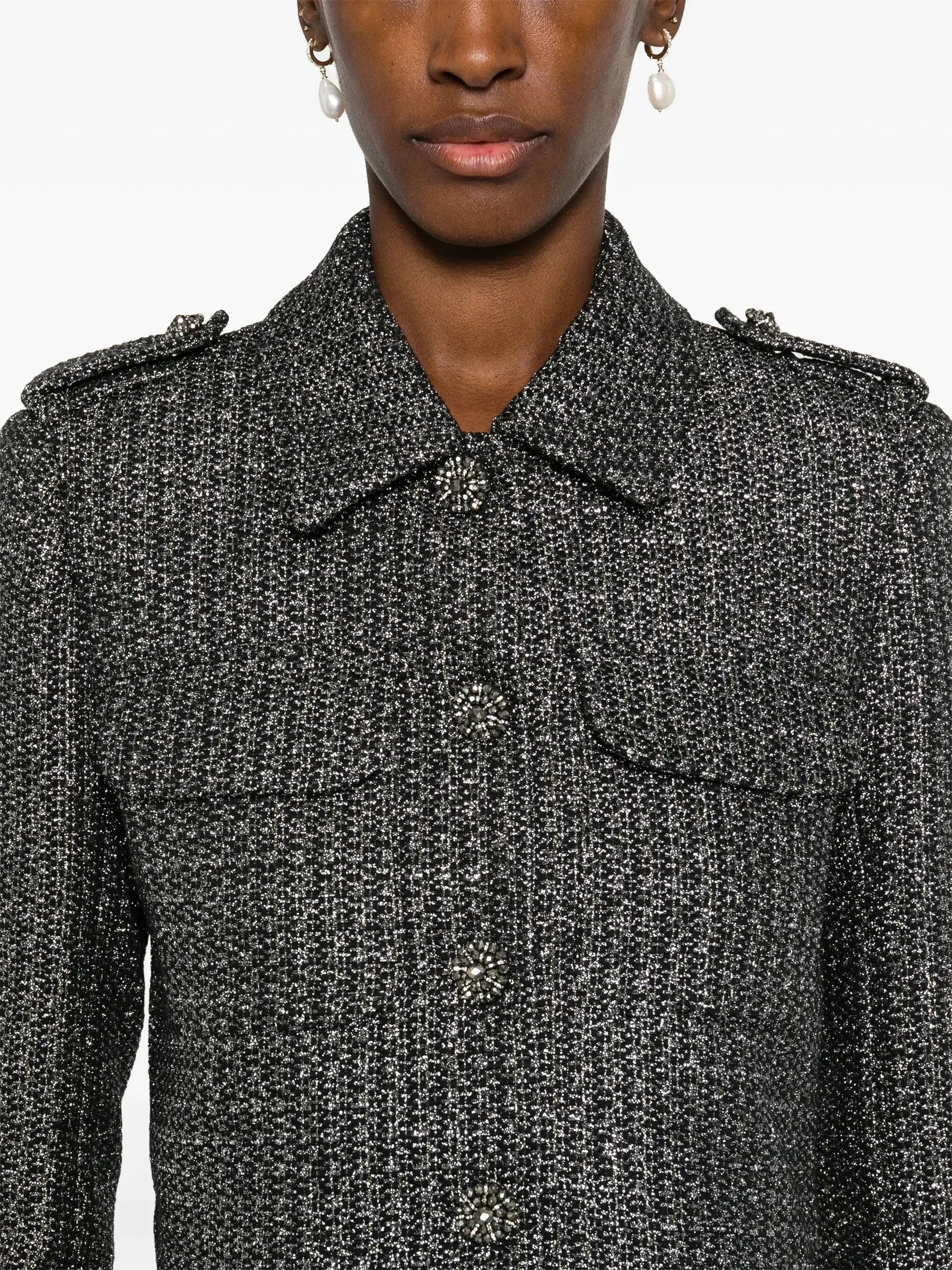 Boucle Tween Metallic Short Jacket and Skirt Set - Suits & Sets