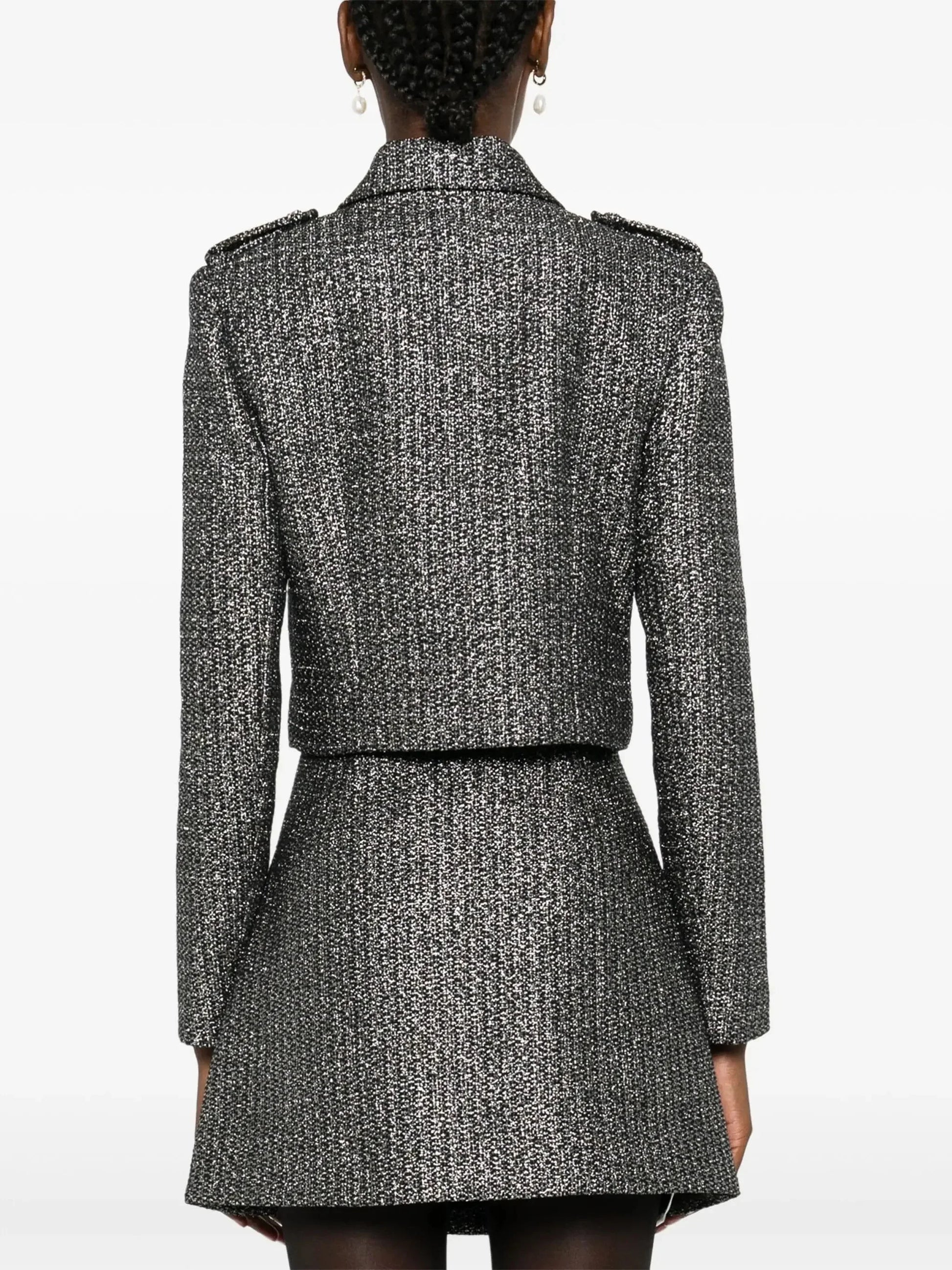 Boucle Tween Metallic Short Jacket and Skirt Set - Suits & Sets