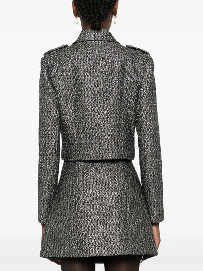 Boucle Tween Metallic Short Jacket and Skirt Set - Suits & Sets