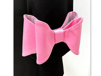 Bow-Cuff Double-Breasted Blazer Dress in Black - Dresses