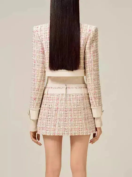 Braided-Trim Cropped Tweed Jacket and Skirt Set - Suits & Sets