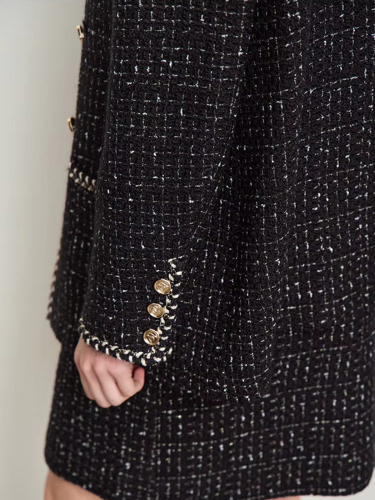 Braided-Trim Wool-Blend Tweed in Black - Jackets