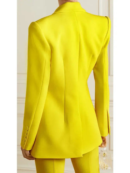 Bright Blazer and Flared Pant Suit in Yellow or Red - Suits & Sets