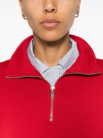 Bright Red Stanfield Zip Polo Sweatshirt - Tops