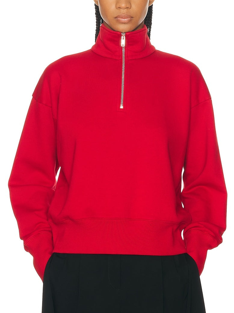 Bright Red Stanfield Zip Polo Sweatshirt - Tops