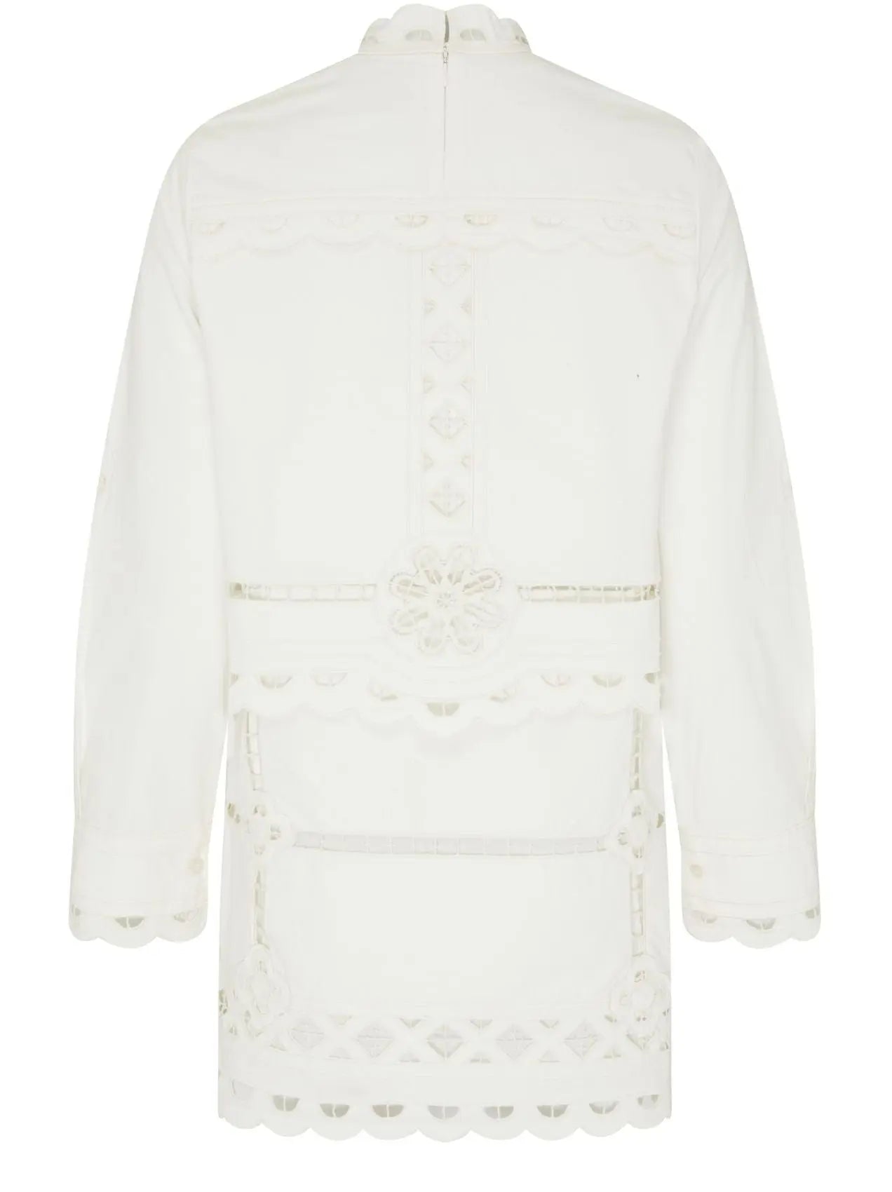 Broderie Anglaise Eyelet Long-Sleeve Mini Dress - Dresses