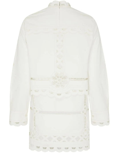 Broderie Anglaise Eyelet Long-Sleeve Mini Dress - Dresses