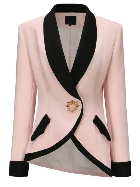 Brooke Single-Breasted Suit Jacket and Skirt Set in Pink and Black - Suits & Sets