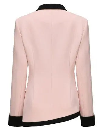 Brooke Single-Breasted Suit Jacket and Skirt Set in Pink and Black - Suits & Sets