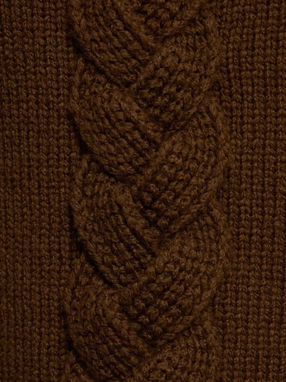 Brown Cable Knit Sleeveless Sweater featuring a stylish cable-knit design