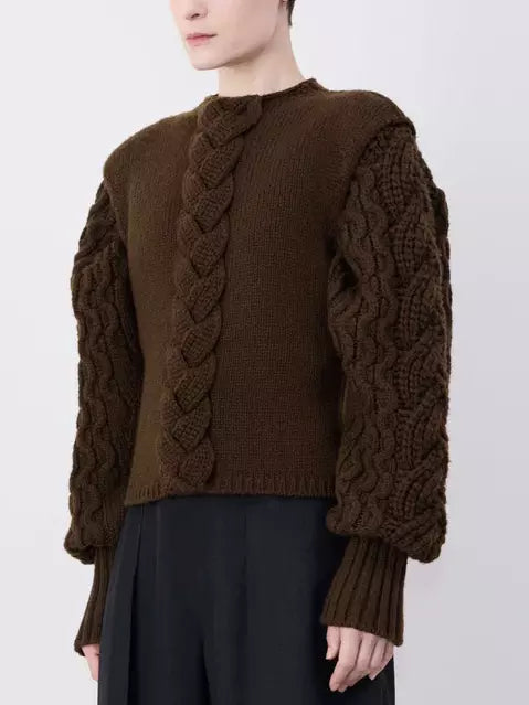 Brown Cable Knit Sleeveless Sweater - Sweaters & Knitwear